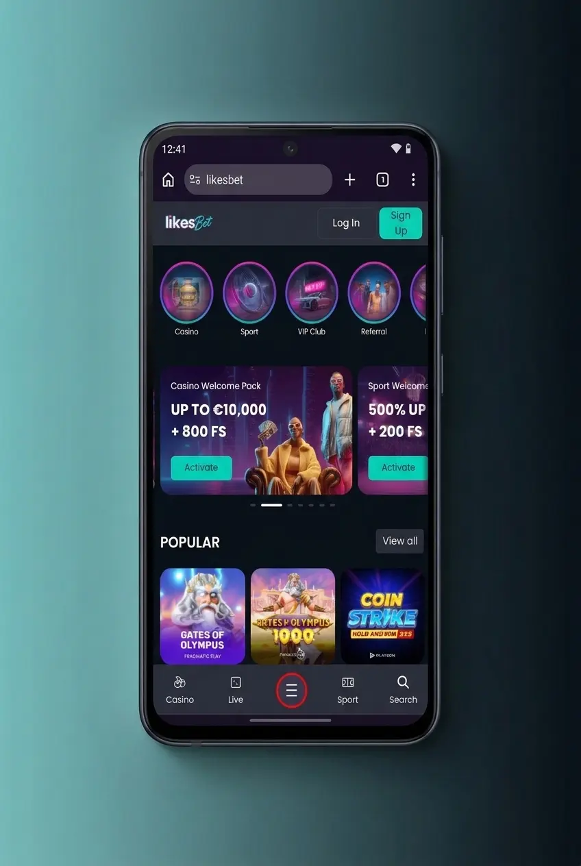 LikesBet Android APK download and installation steps with app screenshot on a phone display