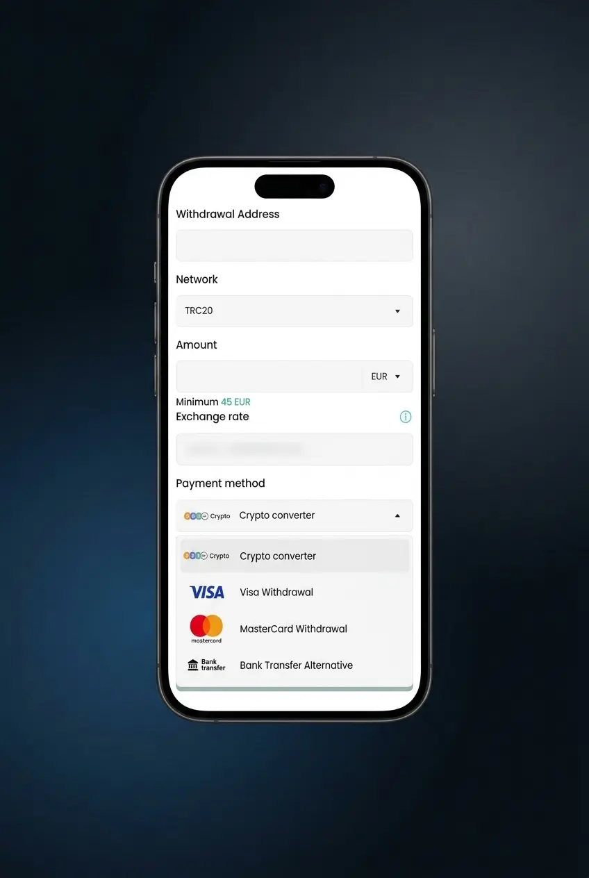 Cashier withdrawal steps in the Netherlands with payment method and verification options