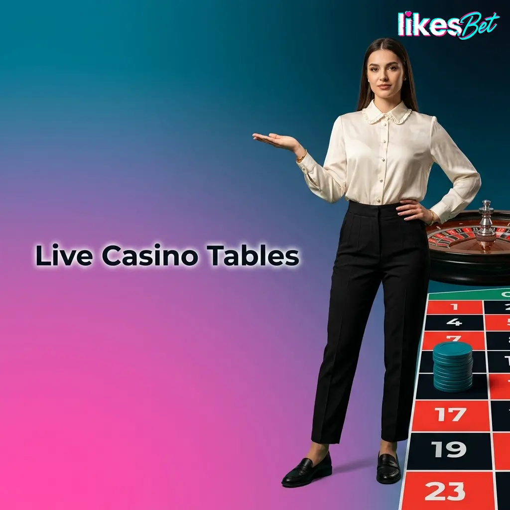 Live casino tables with human dealers for roulette, blackjack, baccarat, poker and game shows