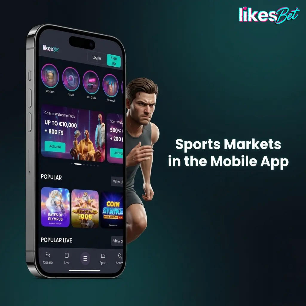 Mobile sportsbook app showing live and pre-match markets for football, tennis, basketball, F1 and esports