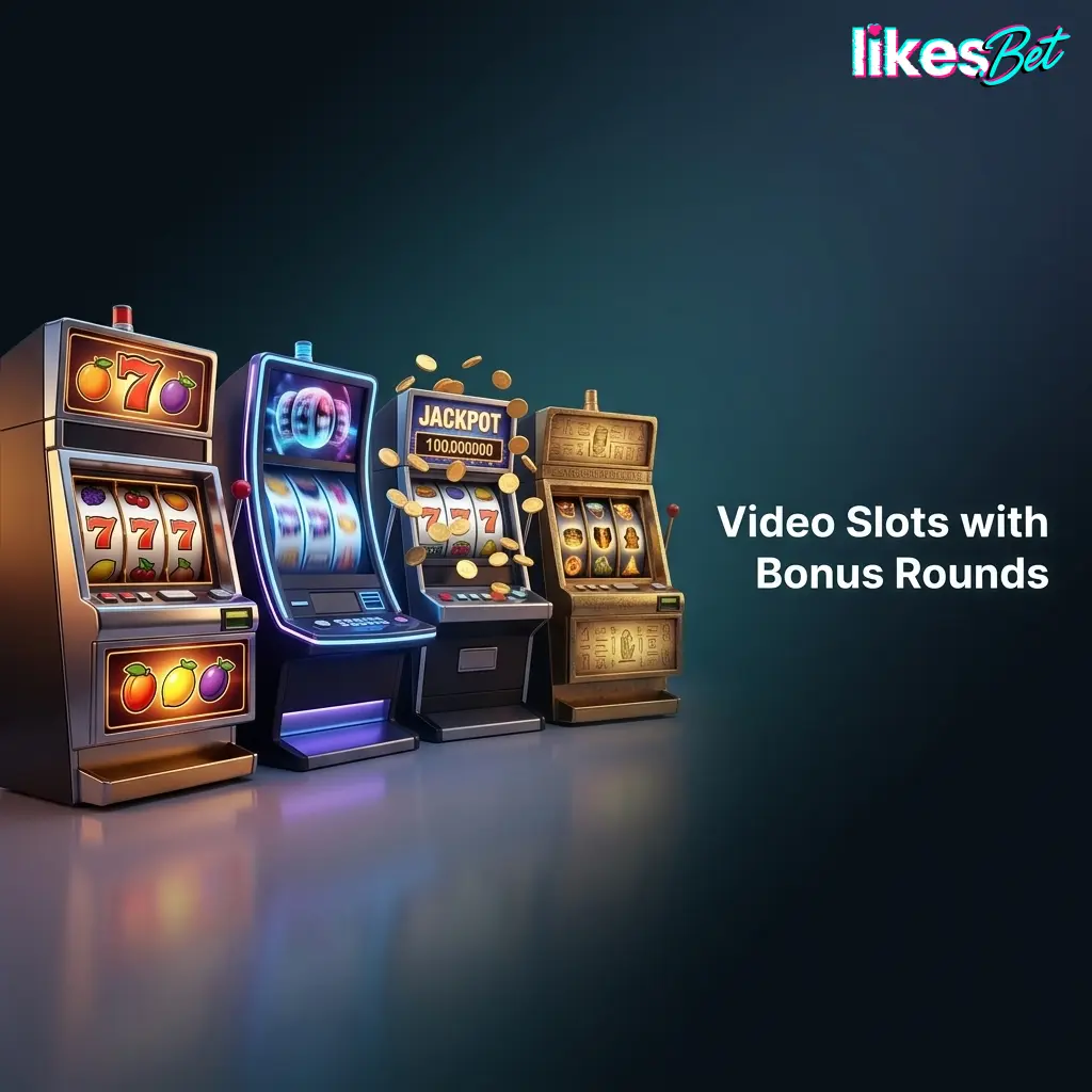 Video slots with bonus rounds, free spins, wilds, scatters and popular games like Starburst and Book of Dead