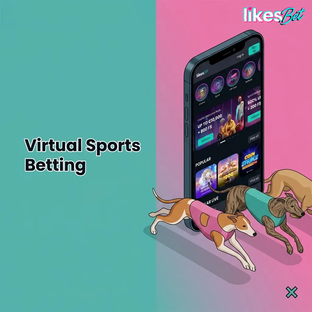 Virtual sports betting screen with football, horse racing, greyhounds and basketball options
