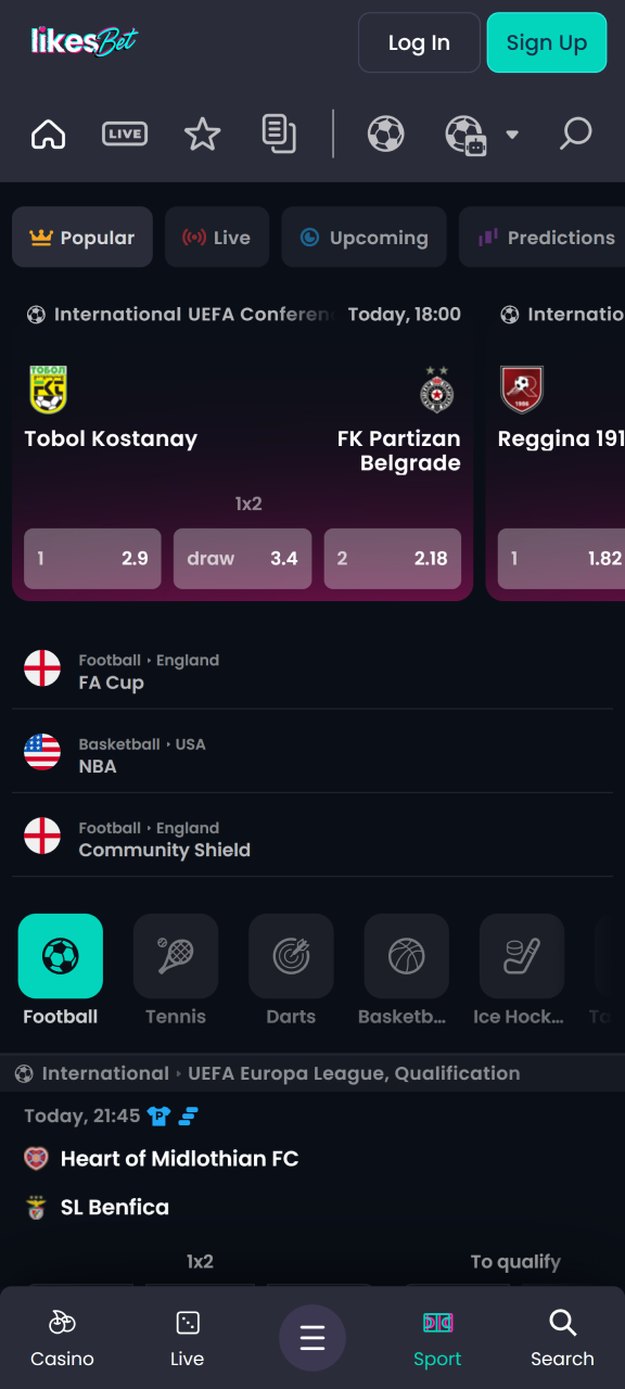 Place bets on football, basketball, cricket, and other sports in the LikesBet app.